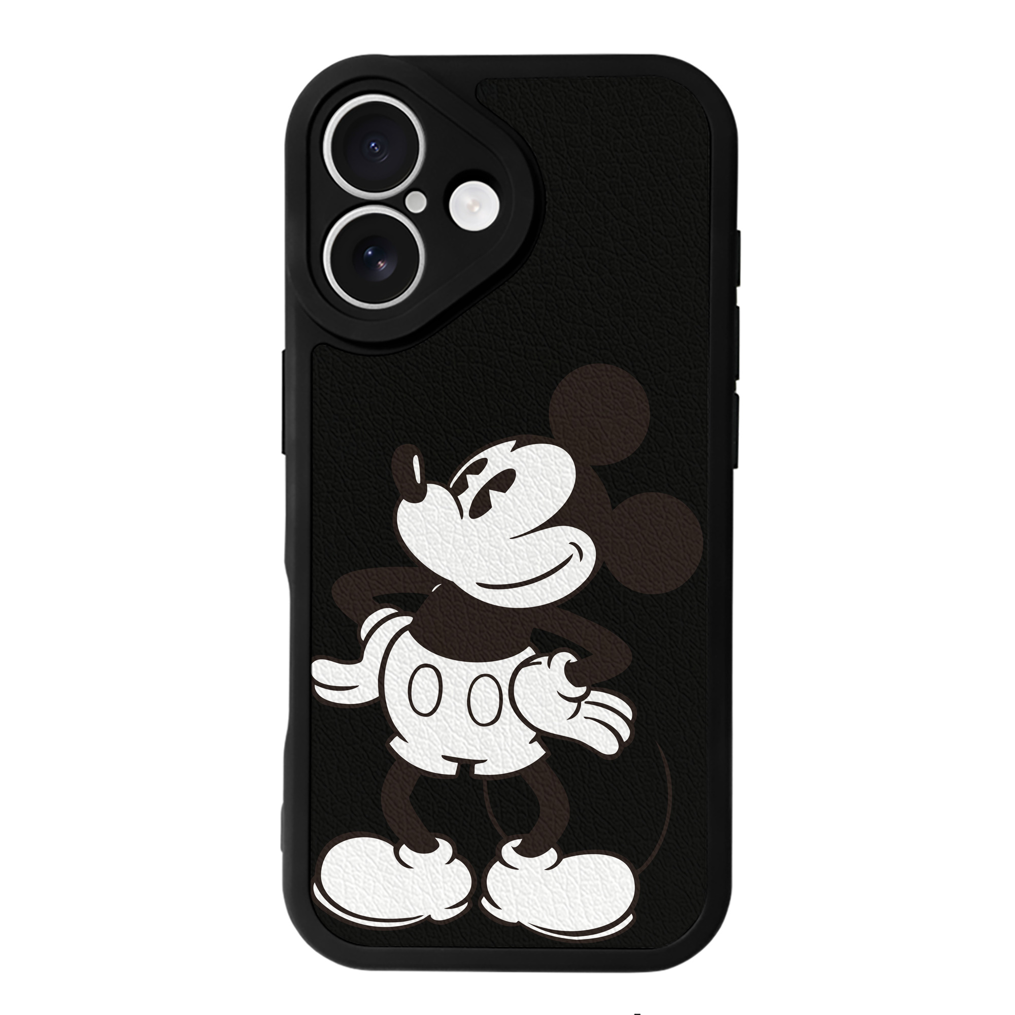 （画像用） ミッキーマウス Mickey Mouse 【iPhone 16シリーズ対応】シリコンスマホケース（レザー調） 材質：シリコン